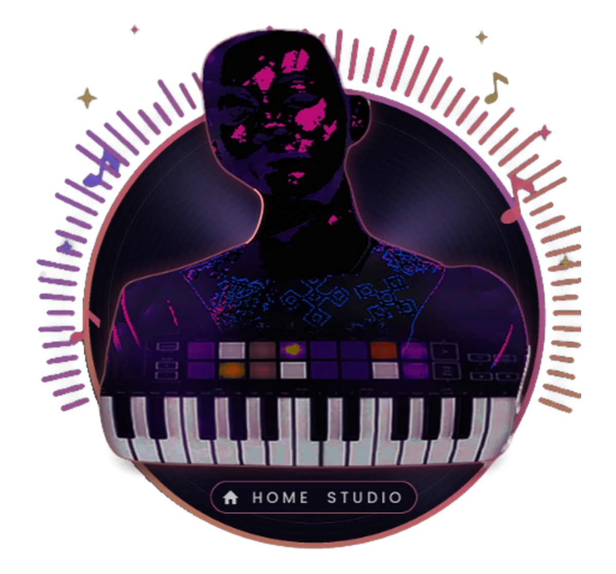 Yohannes R. at the keyboard in the Yohan Records home studio